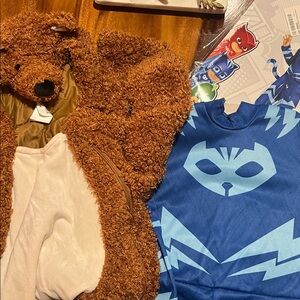 Brown Bear Costume and Blue Superhero Suit